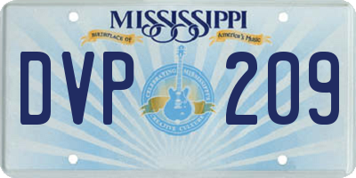 MS license plate DVP209