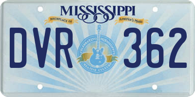 MS license plate DVR362