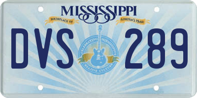 MS license plate DVS289