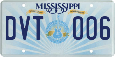 MS license plate DVT006