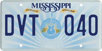 MS license plate DVT040