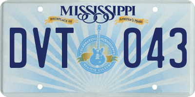 MS license plate DVT043