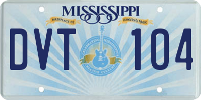 MS license plate DVT104