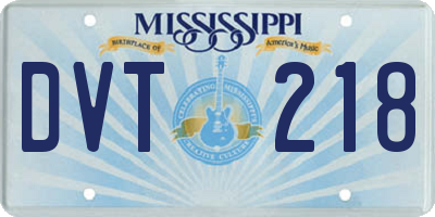 MS license plate DVT218