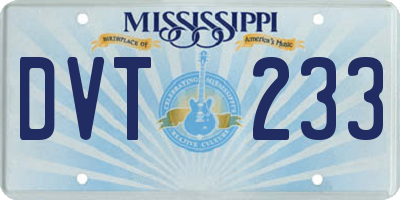 MS license plate DVT233