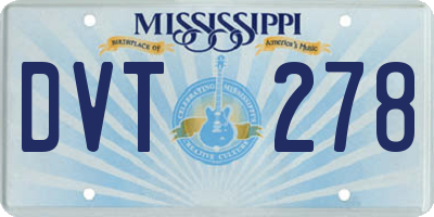 MS license plate DVT278