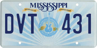 MS license plate DVT431