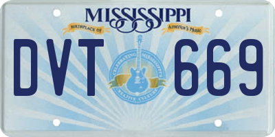 MS license plate DVT669