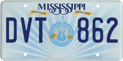 MS license plate DVT862
