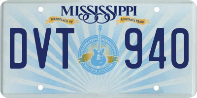 MS license plate DVT940