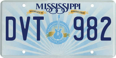 MS license plate DVT982