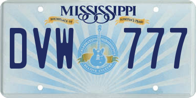 MS license plate DVW777