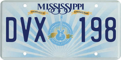 MS license plate DVX198