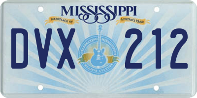 MS license plate DVX212