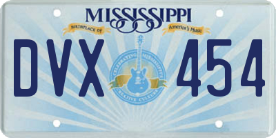 MS license plate DVX454