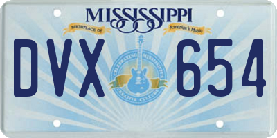 MS license plate DVX654