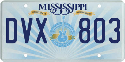MS license plate DVX803