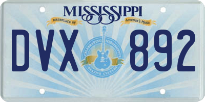 MS license plate DVX892