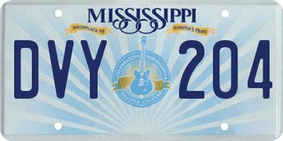 MS license plate DVY204