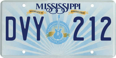 MS license plate DVY212