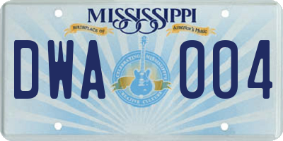 MS license plate DWA004