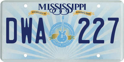 MS license plate DWA227