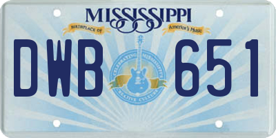 MS license plate DWB651
