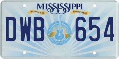 MS license plate DWB654