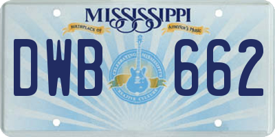 MS license plate DWB662