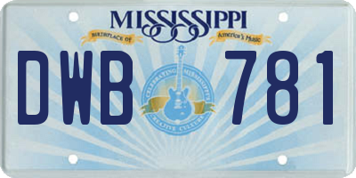 MS license plate DWB781