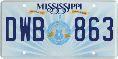 MS license plate DWB863