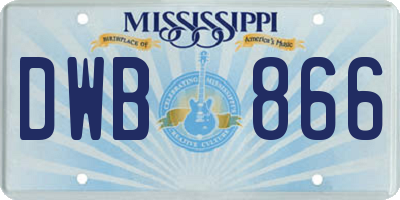 MS license plate DWB866