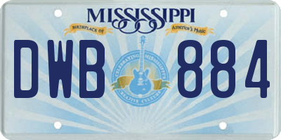 MS license plate DWB884