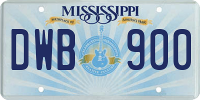 MS license plate DWB900