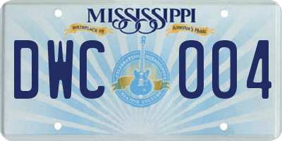 MS license plate DWC004