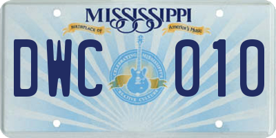 MS license plate DWC010