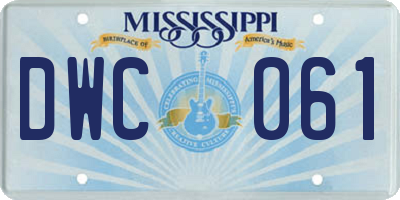 MS license plate DWC061