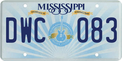MS license plate DWC083