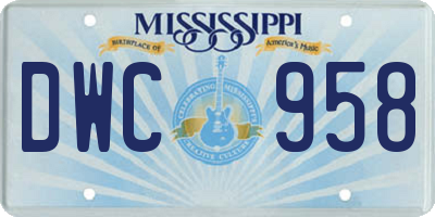 MS license plate DWC958