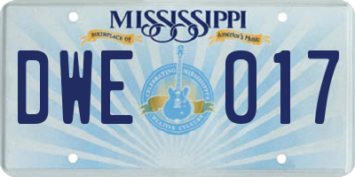 MS license plate DWE017