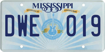 MS license plate DWE019