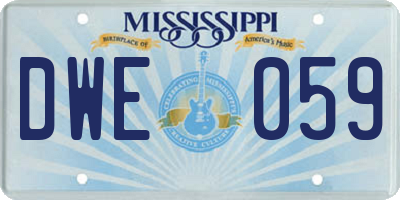 MS license plate DWE059