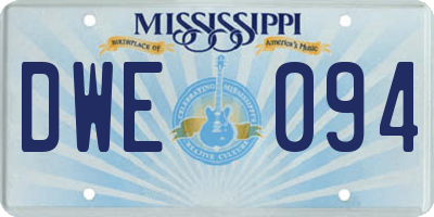 MS license plate DWE094