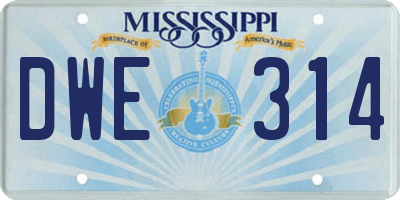 MS license plate DWE314