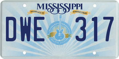 MS license plate DWE317