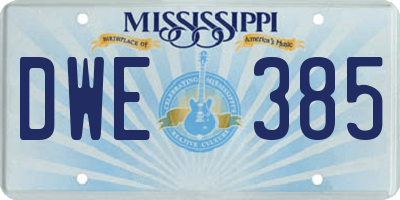 MS license plate DWE385