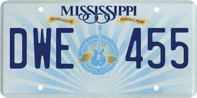 MS license plate DWE455