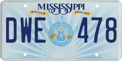 MS license plate DWE478