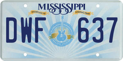MS license plate DWF637