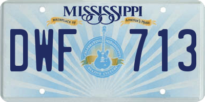 MS license plate DWF713
